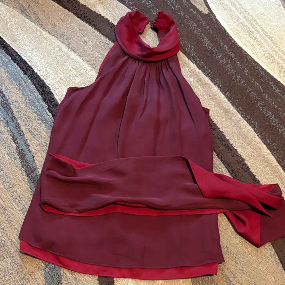 White House Black Market Maroon Halter Blouse